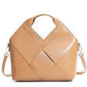 Women's Khaki Genuine Leather Woven Handbag 