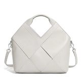Women's gray Genuine Leather Woven Handbag 