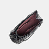 black  Genuine Leather Quilted Flap Chain Bag interior structure
