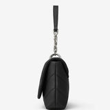 Women's black Leather Quilted Chain Shoulder Bags side