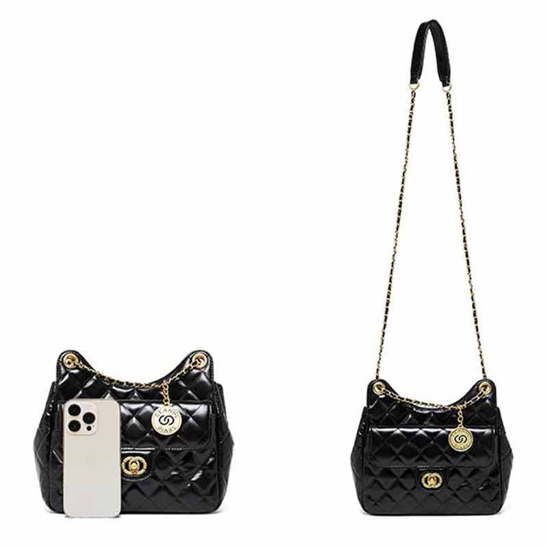 Black Quilted Chain Bags Hobo Shoulder Bag