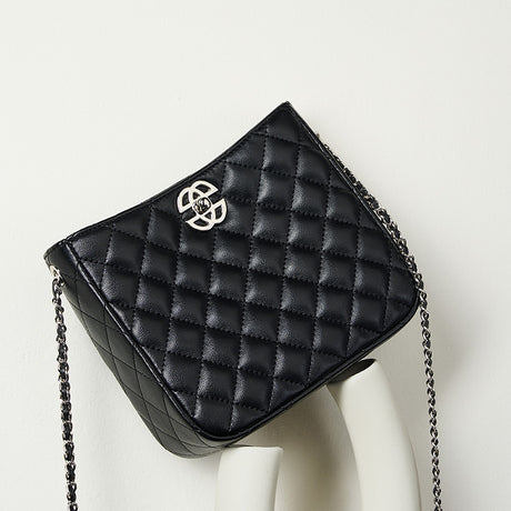 black  Genuine Leather Chain Bag Quilted  Bag