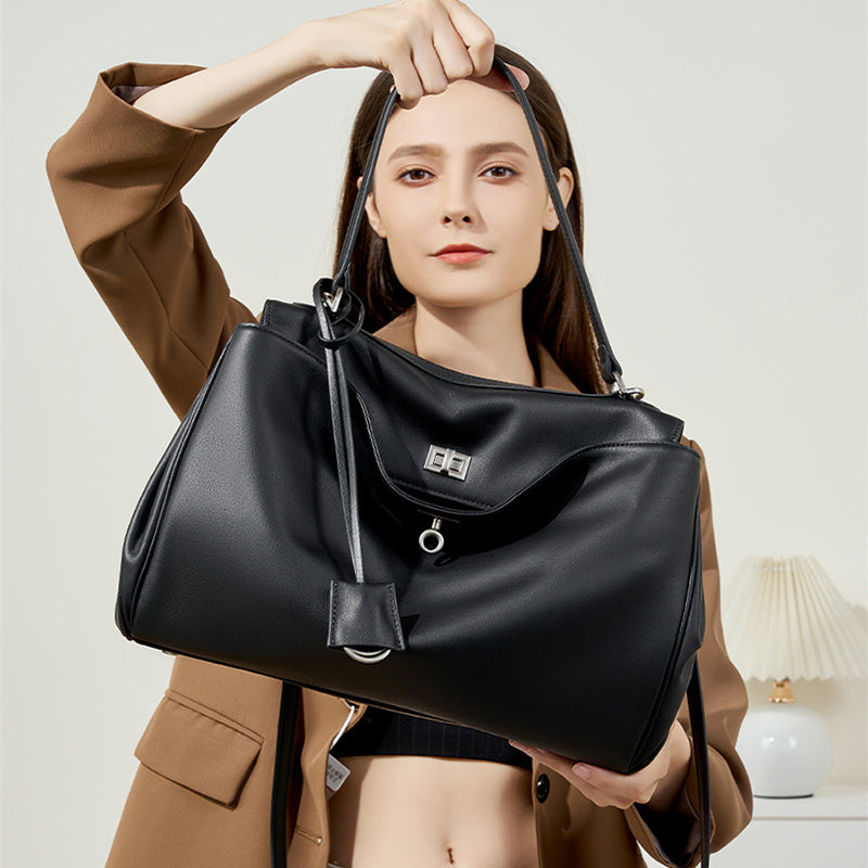 black_leather_large_tote_bag_top_handle_crossbody_bag_with_buckle_8