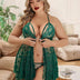 Plus Size Sexy Front Closure Lace Sheer Babydoll Dark Green