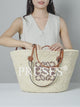 Women's Beige Handwoven Straw Beach Tote Bag Video