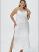 Plus Size White Lace Trim High Slit Maxi Slip Nightgown Video