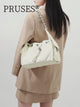 Womens Cowhide Quilted Drawstring Bucket Bag Chain Shoulder Bag detail PRUSES vedio