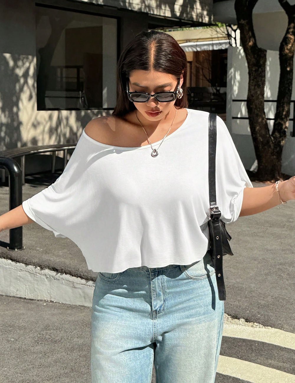 Women Plus Size Batwing Sleeve Short T-Shirt | PRUSES - PRUSES