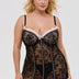 Women Plus Size Black Lace Ruffled Babydoll - PRUSES