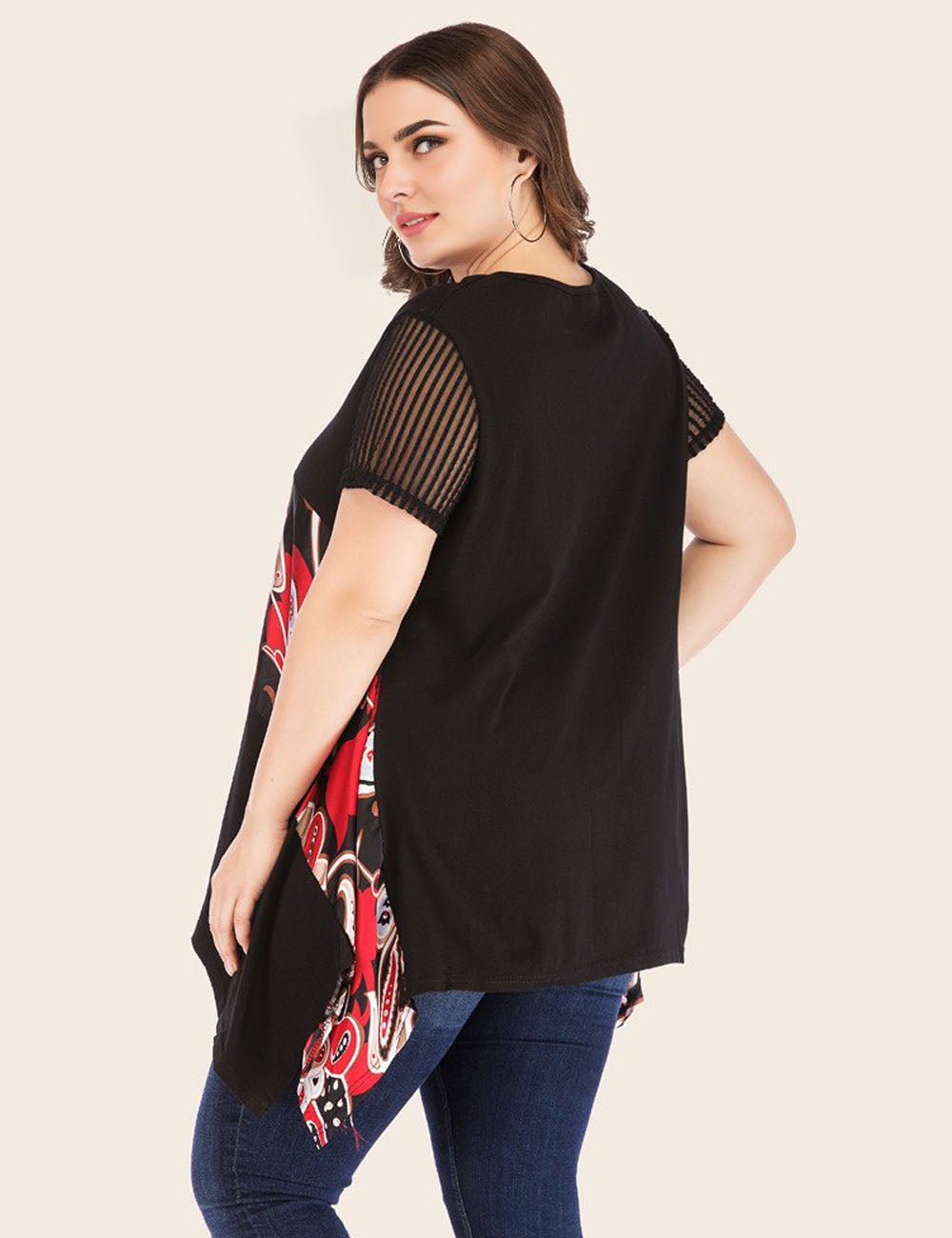 Women Plus Size Bold Spliced Top | PRUSES - PRUSES
