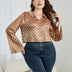 Women Plus Size Checkered Johnny Collar Flare Sleeve Shirt | PRUSES - PRUSES