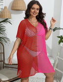 Women Plus Size Contrast Panel Cutout Cover - up | PRUSES - PRUSES