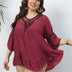 Women Plus Size Crochet Paneled Open Back Cover - up | PRUSES - PRUSES