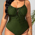Women Plus Size Drawstring Ruched One Piece Swimsuit - PRUSES