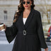 Women Plus Size Elegant Belt Buckle Flare Sleeve Blazer - PRUSES