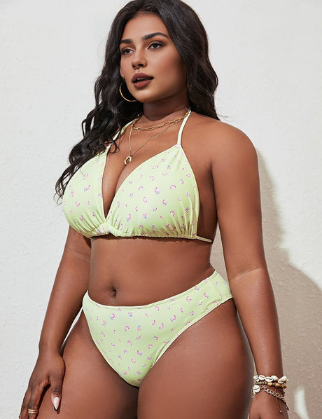 Women Plus Size Floral Bikini Three Piece Set | PRUSES - PRUSES