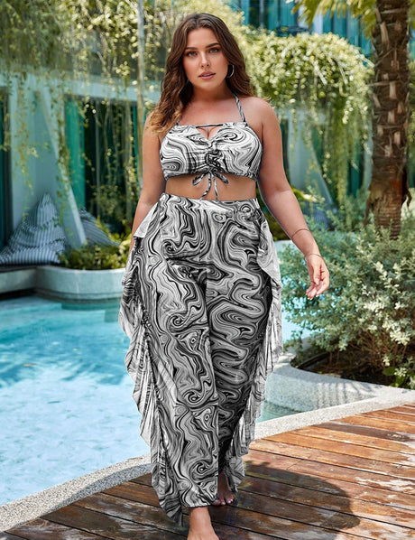 Women Plus Size Full Print 3 Bikini Set | PRUSES - PRUSES