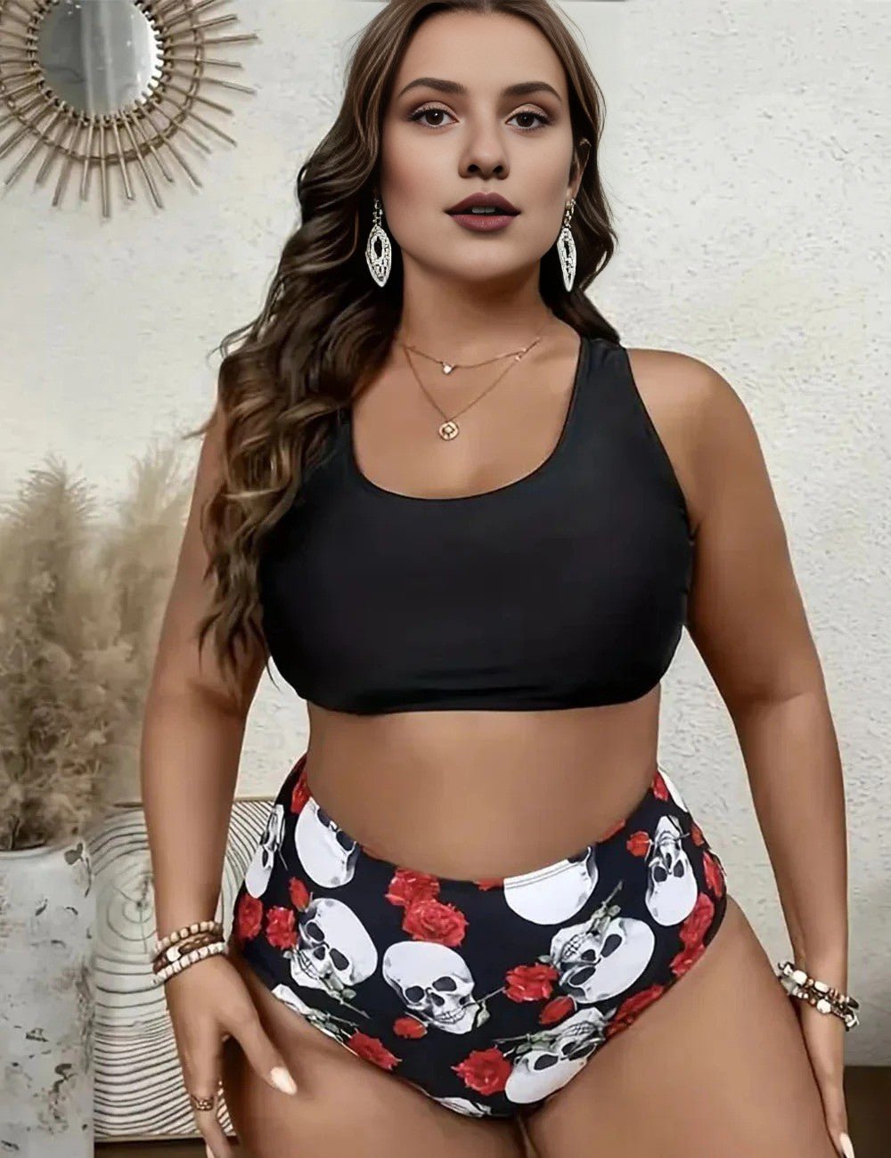 Women Plus Size Halloween Bikini Set with Cover Up - PRUSES