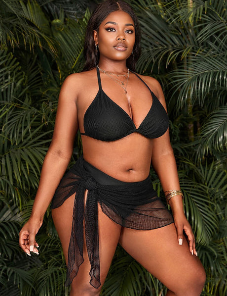 Women Plus Size Halter Triangle 3 Bikini Set | PRUSES - PRUSES