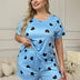 Women Plus Size Blue Heart-Printed T-Shirt and Shorts Pajama Set