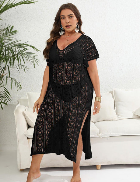 Women Plus Size Hollow Deep V Neck Cover Up | PRUSES - PRUSES