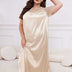Champagne Plus Size Lace Trim Satin Nightgown Short Sleeve Sleep Dress