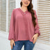 Women Plus Size Lace Trim V - Neck Balloon Sleeve Blouse | PRUSES - PRUSES