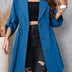 Women Plus Size Lapel Collar Roll - Tab Sleeve Trench Coat - PRUSES