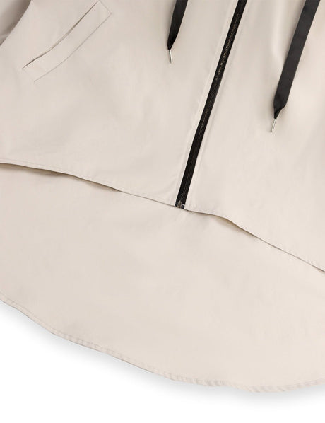 Women Plus Size Light Beige Hooded Windbreaker Coat - PRUSES