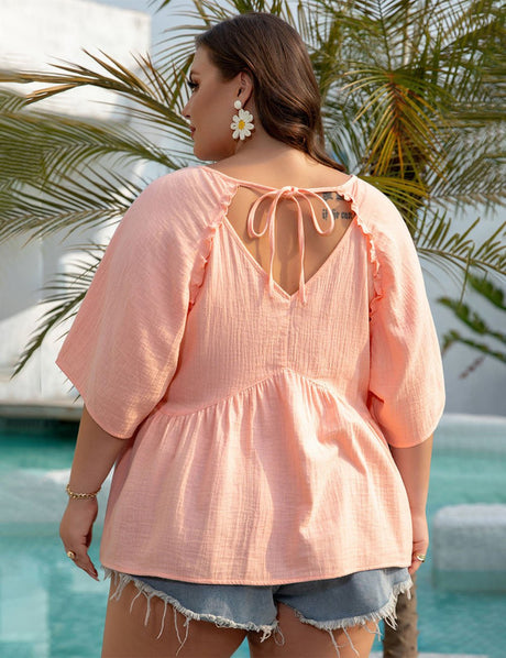 Women Plus Size Loose Mid - Length Sleeve Blouse | PRUSES - PRUSES