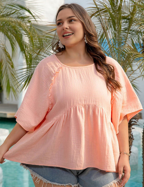 Women Plus Size Loose Mid - Length Sleeve Blouse | PRUSES - PRUSES