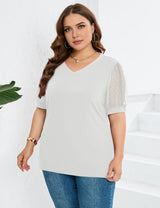 Women Plus Size Mesh Sleeves Short Sleeve T-Shirt | PRUSES - PRUSES