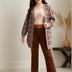 Women Plus Size Plaid Open Front Patch Pocket Cardigan - PRUSES