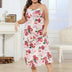 Women Plus Size Long Rose Print Slip Nightgown