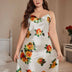 Women Plus Size Rose Print Satin Slip Nightgown