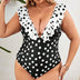 Women Plus Size Ruffled Polka Dot One - Piece Swimsuit - PRUSES