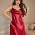 Women Plus Size Satin Red  Chemise Nightgown