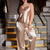 Women Plus Size Champagne Satin Cami and Long Pants Pajama Set
