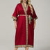 Women Plus Size Burgundy Satin Floral-Trim Long Kimono Robe