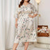 Plus Size Floral Print Satin V-Neck Nightgown for Women