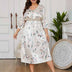 Plus Size Satin Nightgown with V-Neck and Three-Quarter Sleeves