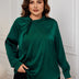 Women Plus Size Satin Shirts Ruched Neck Long Sleeve Blouses | PRUSES - PRUSES