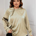 Women Plus Size Satin Shirts Ruched Neck Long Sleeve Blouses | PRUSES - PRUSES