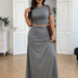 Women Plus Size Short Sleeve T-Shirt and Skirt Set - PRUSES