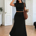 Women Plus Size Short Sleeve T-Shirt and Skirt Set - PRUSES