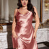 Women Plus Size Pink Silky Satin Nightgown
