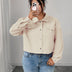 Women Plus Size Solid Color Cropped Corduroy Jacket - PRUSES