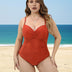 Women Plus Size Solid Color Front Twist One - Piece Swimsuit - PRUSES