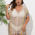 Women Plus Size Striped Contrast Stitching Beach Cover Up | PRUSES - PRUSES