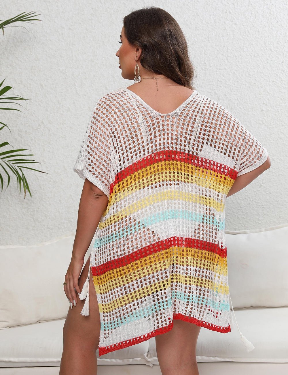 Women Plus Size Striped Knit Cover Up | PRUSES - PRUSES
